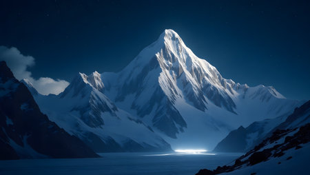 Mountain landscape at night, Patagonia, Argentina, South Americaの素材