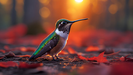 Crimson-throated Hummingbird (archilochus colubris)の素材