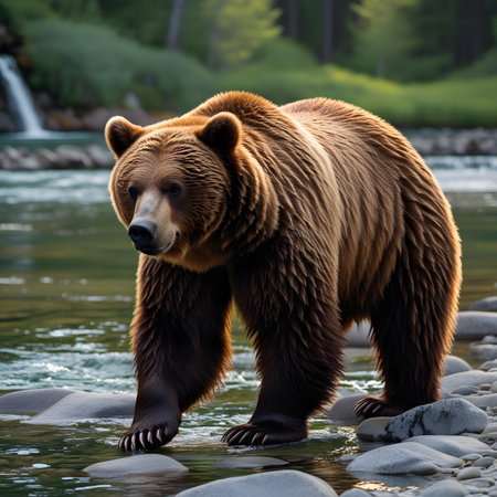 Grizzly bear in the river. Wildlife scene from nature.の素材