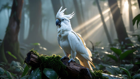 White Cockatoo in the rainforest of Bali, Indonesiaの素材