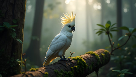 Cockatoo bird in the rainforest of Thailand. (Cacatua galerita)の素材