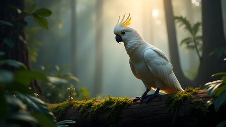 Yellow-crested Cockatoo in the rainforest.の素材