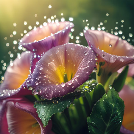 Bouquet of calla lily flowers with dew dropsの素材