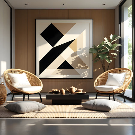 Interior of modern living room with wooden walls, concrete floor, 3d renderの素材