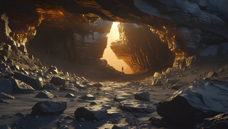 Cave in the desert. 3d rendering. Computer digital drawing.の素材