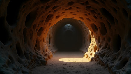Futuristic tunnel with light coming through it. 3D renderingの素材
