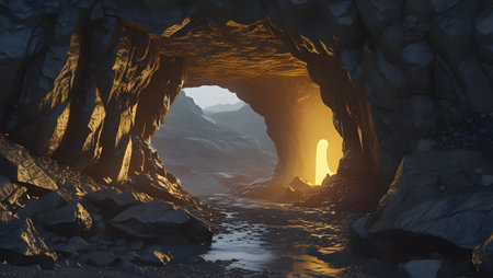 3D CG rendering of cave. High resolution image. 3D illustration.の素材