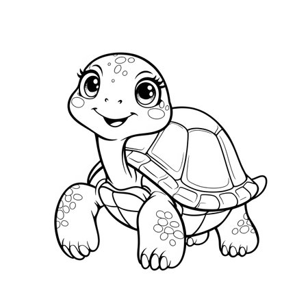 Cute baby turtle. Coloring book for children. Vector illustrationの素材