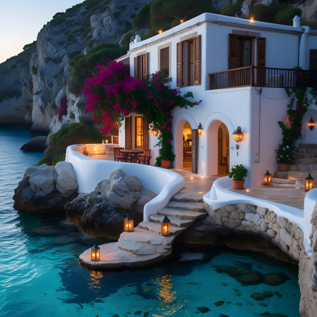 Luxury villas on the coast of Zakynthos, Greeceの素材