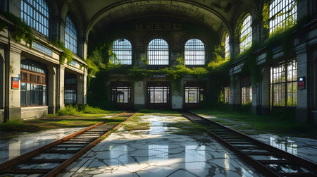 Old abandoned train station in the city of Bologna, Italyの素材