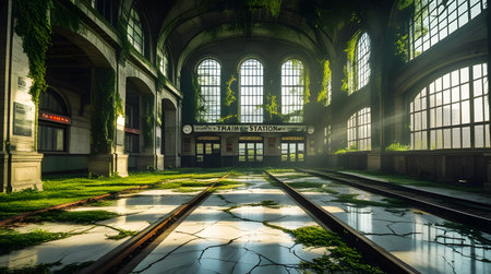 Interior of an old train station in the city of Berlin, Germanyの素材