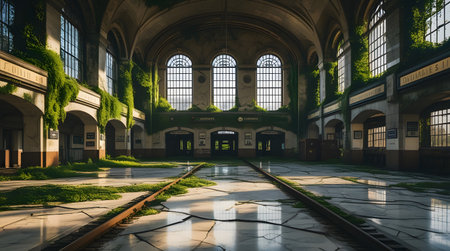 Interior view of an old train station in Hamburg, Germany.の素材