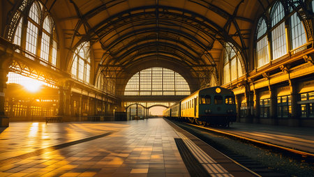 Interior of the train station at night, Moscow, Russia.の素材