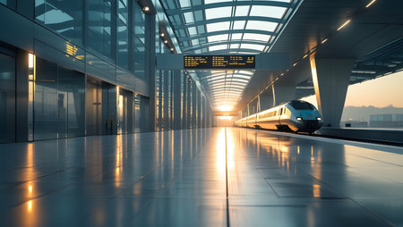 High speed train in the airport terminal. 3d rendering image.の素材