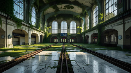 Abandoned railway station in the city of Berlin, Germany.の素材