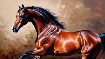 Arabian horse. Realistic painting of a horse on canvas.の素材