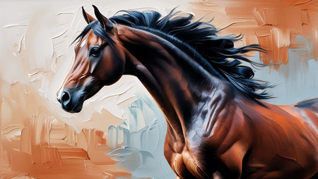 Horse portrait, digital painting, oil painting on canvas. Horse portrait.の素材