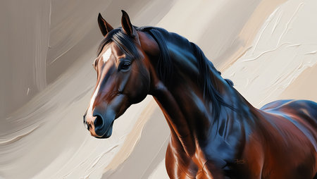 Horse portrait. Realistic illustration of a horse head in profile.の素材