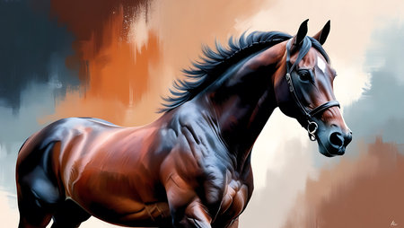 Horse in motion. Digital painting. Equestrian sport.の素材