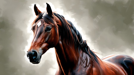 Horse portrait on a grunge background. 3d rendering.の素材