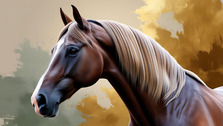 Digital Illustration of a Horse with Blond Mane in Artの素材