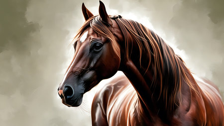 Horse portrait in realistic style. Vector illustration for your design.の素材