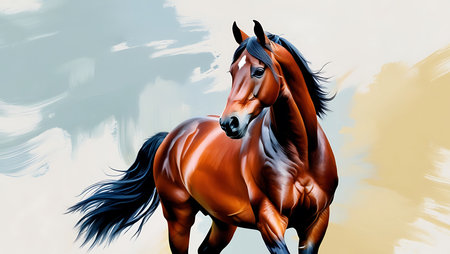 Horse portrait. Realistic horse on abstract background. Vector illustrationの素材