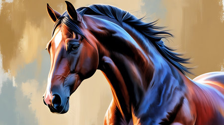 Horse Portrait with Colorful Abstract Background. Vector Illustration.の素材