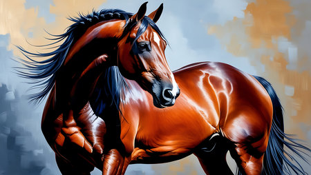 Horse painting on canvas. Horse painting on canvas. Horse painting on canvasの素材