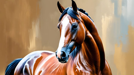 Digital painting of a horse head with a mane in it.の素材