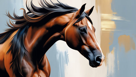 Beautiful Horse Artistic Portrait. 3D Illustration.の素材