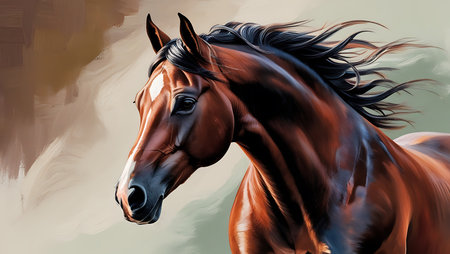 Digital illustration of a horse with a mane in the background.の素材