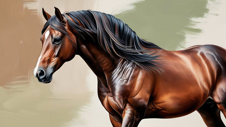 Horse in the water. Realistic illustration of a horse.の素材