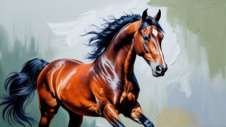 Horse painting on canvas with brush strokes. Horse painting on canvas.の素材