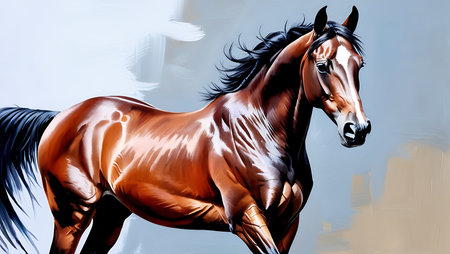 Illustration of a horse in motion on a white background, digitally renderedの素材