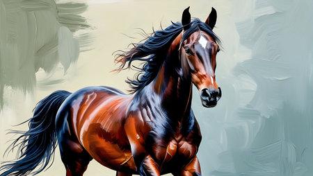 Horse painting on canvas. Realistic painting of a horse.の素材