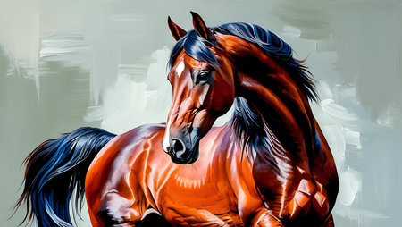 Horse painting on canvas. Realistic illustration of a horse.の素材