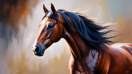 Horse portrait. Equestrian sport background. 3D renderingの素材