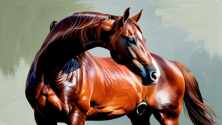 Horse portrait with bridle. Realistic 3D rendering.の素材