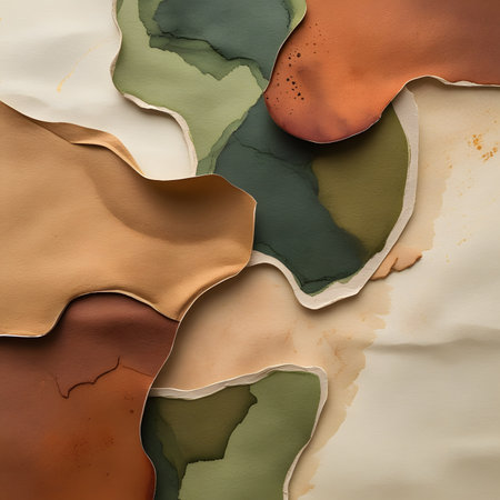 abstract background with grunge paper texture in beige, brown and green colorsの素材