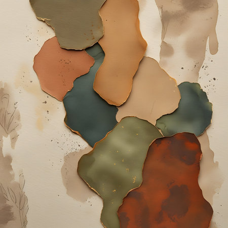Abstract watercolor background with brown, green and beige colors.の素材