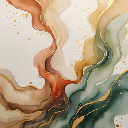 Abstract liquid background with gold and beige marble texture. Vector illustrationの素材