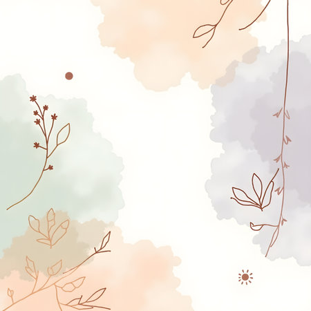 Abstract floral background with hand drawn flowers and leaves. Vector illustration.の素材