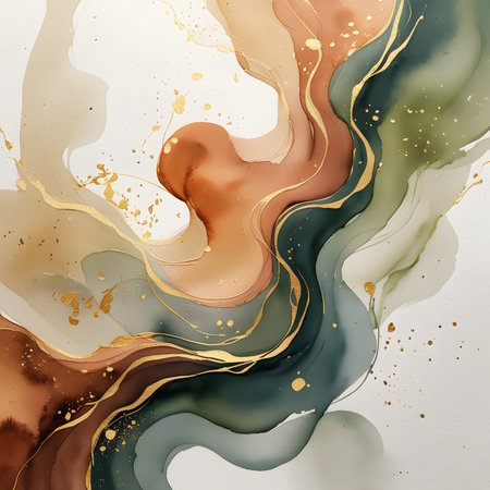 Abstract watercolor background. Liquid marble texture with gold paint. Vector illustration.の素材