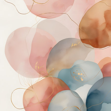 Abstract background with watercolor circles. Hand-drawn illustration. Vector.の素材