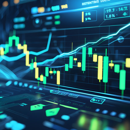 financial chart on the digital screen. 3d rendering toned imageの素材