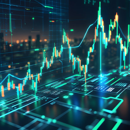 financial graph on abstract technology background represent stock market analysis. 3d renderingの素材