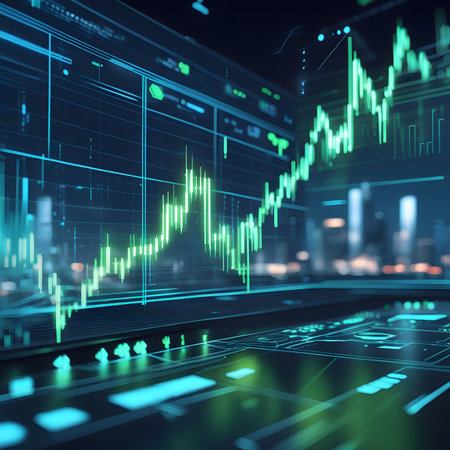 financial chart on technology abstract background represent stock market analysis. 3d renderingの素材