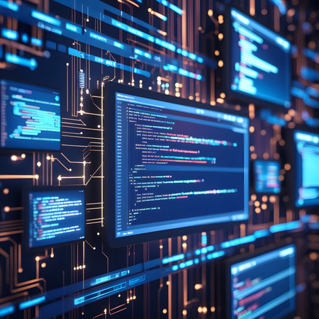 Programming code on computer monitor. Programming and coding concept. 3D Renderingの素材