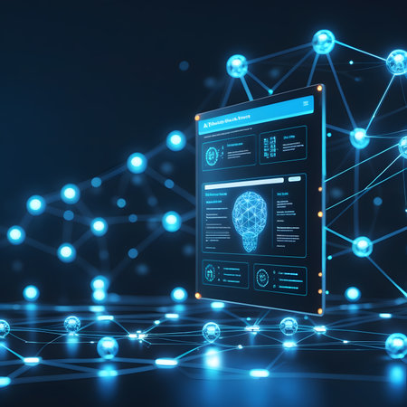 Futuristic user interface on blue background. 3D Renderingの素材